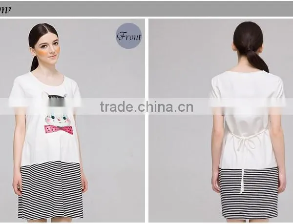 100% Cotton Maternity Dress Cute Outdoor Pregnancy Clothes Shortsleeve Dress Wholesale Maternity Clothing photo-3