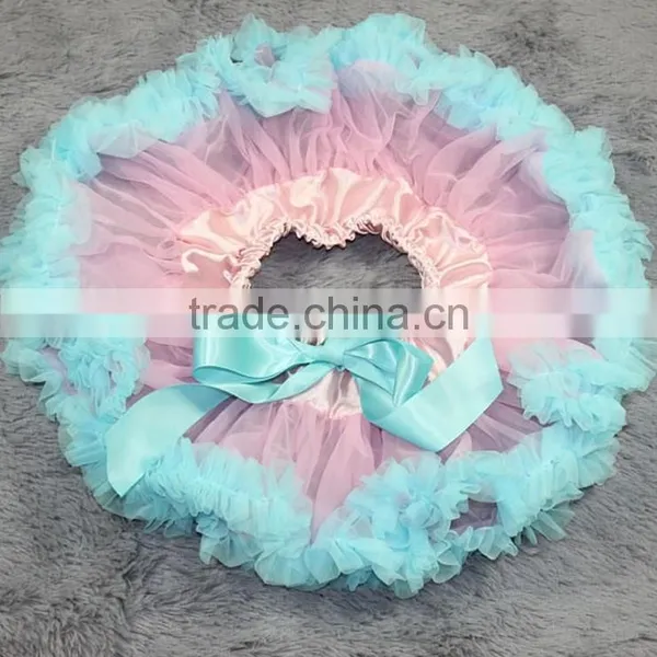 Super Fluffy White With Red Blue Nylon With Satin 2 Layers Factory Direct Kids Parth Birthday Pettiskirt Tutu photo-5