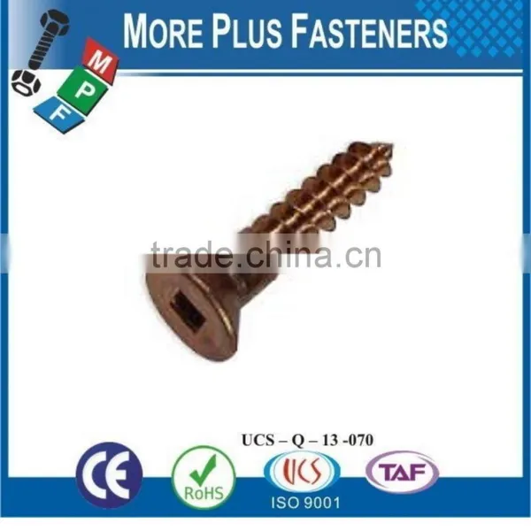 Made in Taiwan Zinc Plated Silicon Bronze Solid Brass Flat Head Square Drive Robertson Wood Screw photo-3