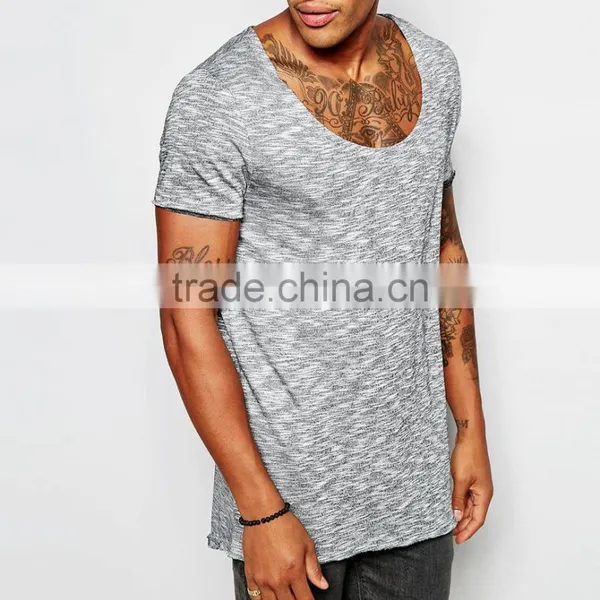 Cotton Heather Grey O Neck Short Sleeve Custom Mens T Shirt Fitness