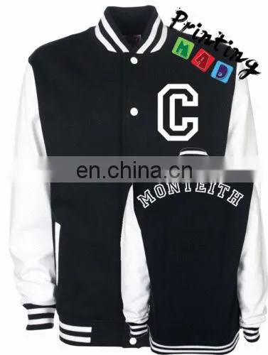 Varsity Letterman, College Baseball Cotton Jacket With Leather Sleeves photo-6