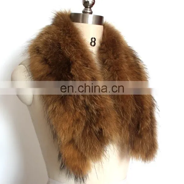 Natural Top Quality Color Real Raccoon Fur Collar for Jackets photo-2