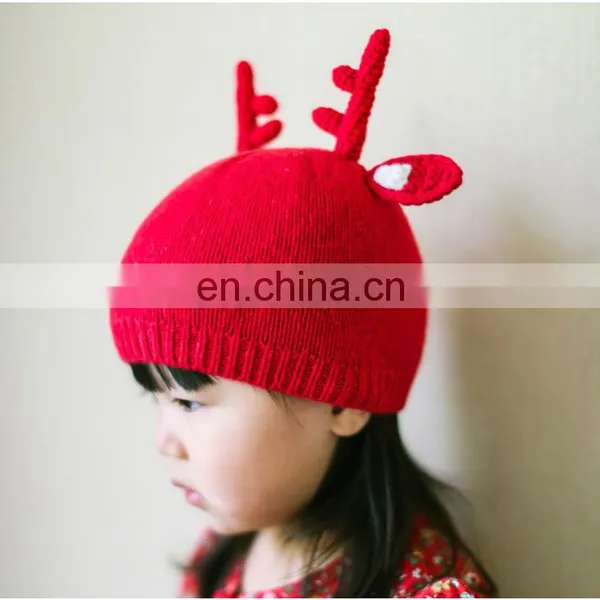 2017 Autumn and Winter Warm Children's Hat Christmas Small Antlers Baby Knitted Caps photo-3