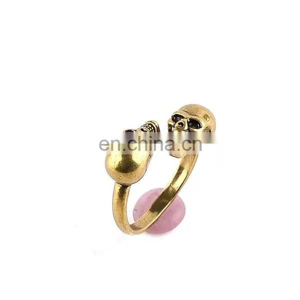Fashion Jewelry Cheap Unisex Bronze Plated Men's Skull Ring For Gift photo-2