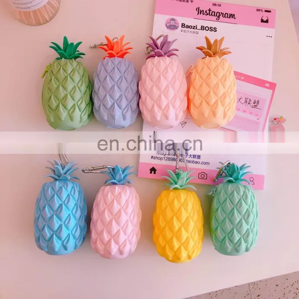 Kawaii Pineapple Shape Car Key Holder Wallet Promotion Candy Jelly Silicone Change Coin Purse photo-6