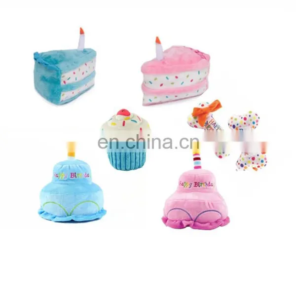 New Interactive Squeak Pet Birthday Party Plush Dog Cake Toy photo-3