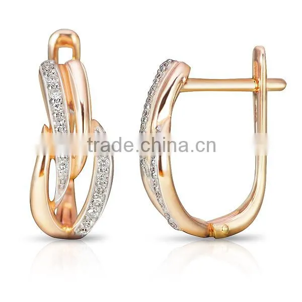 14K Rose Gold Earring With Diamonds