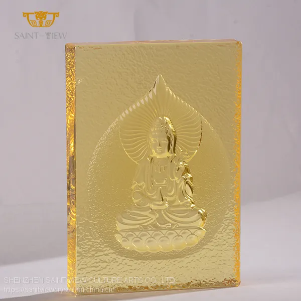 Customization Liuli Crystal Glass Craft Interior Home Buddha Brick Sculpture photo-5