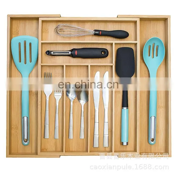 Bamboo Drawer Organizer Storage Box High Quality Kitchen Bamboo Storage Box With Extending Sides photo-5