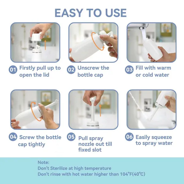 Retractable Nozzle Cleanlet Bidet 400ml Upside Down Peri Bottle Rinse Portable Travel Bidet for Postpartum Care photo-4
