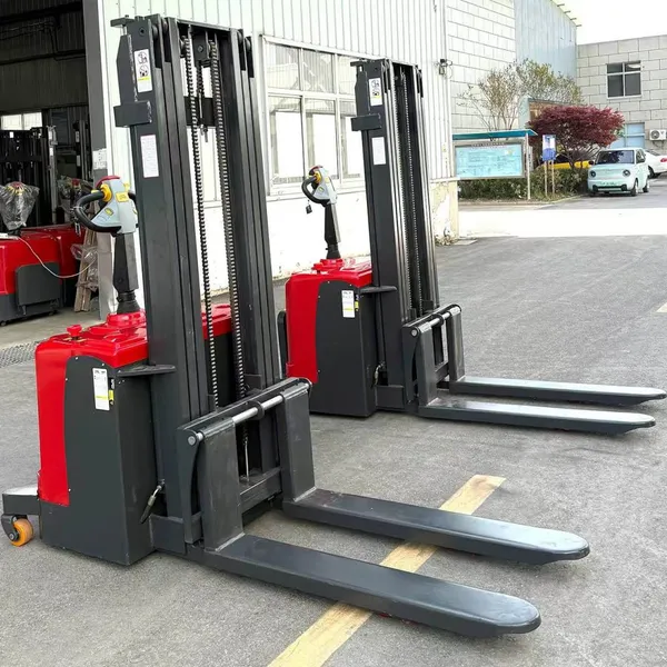 2000kg 1000kg 1500kg New Full Electric Semi Electric Portable Stacker Pallet Forklift Self Lifting Stacker photo-3