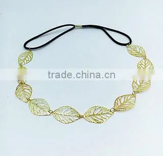 Fancy Lovely Young Women`s Gold Plated Leaves Shaped Elastic Fashion Headband photo-2
