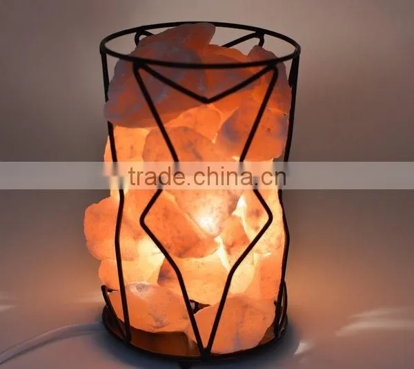 Himalayan Natural Rock Salt Lamp With Iron Art Base photo-3