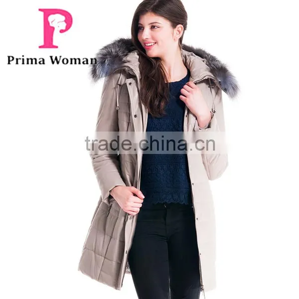 Winter Women Leather Medium Length Slim Fit Coat With Brown Fox Hat Overcoat photo-4
