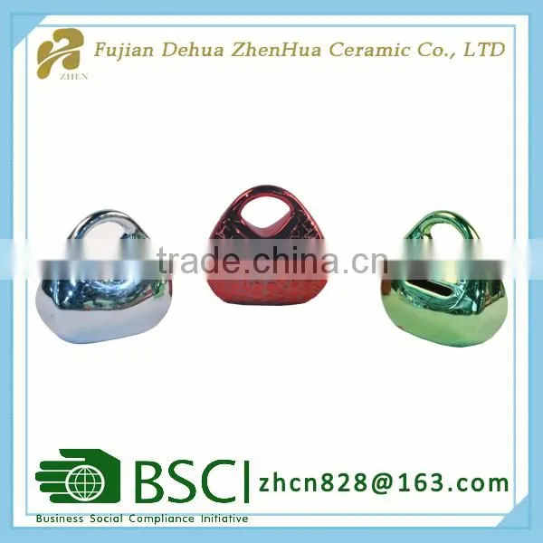 Fashion Mini Lady Handbag Ceramic Coin Bank