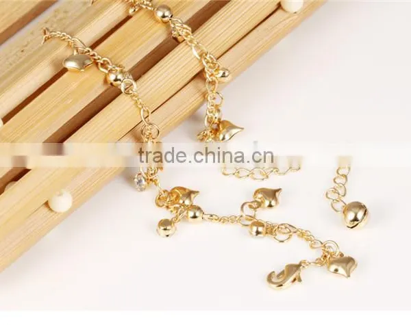 2016 Latest Style Stainless Steel Love&crystal Gold Anklet Designs photo-2