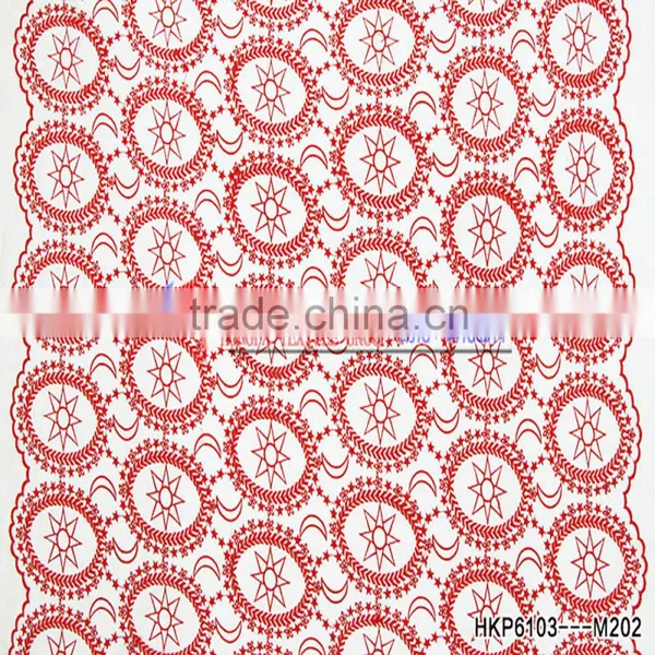 Popular Items For Geometric Fabric Red Milk Silk Geometric Patterns Blockbuster Lace Embroidery High-grade Fabrics photo-2