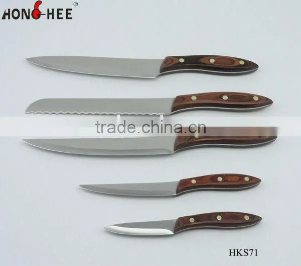 5 Pcs Kitchen Cutlery Knives With Pakka Handle