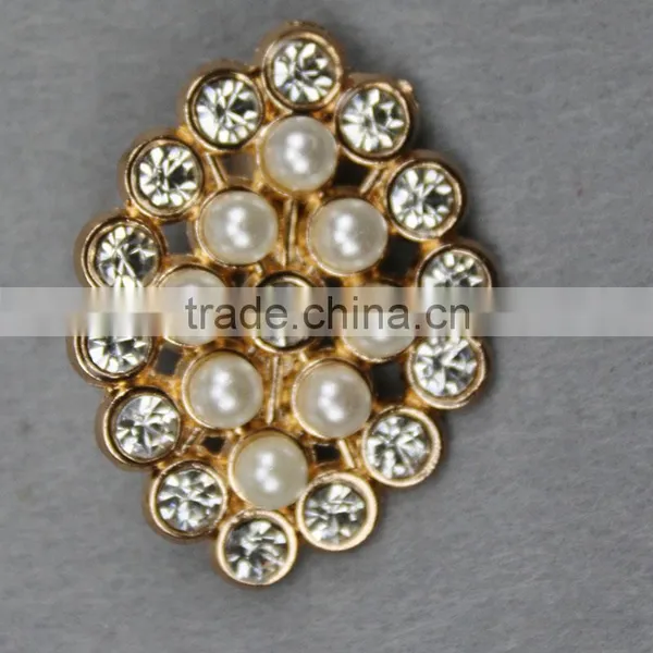 Metal Zinc Gold Brooches Pin With Pearl