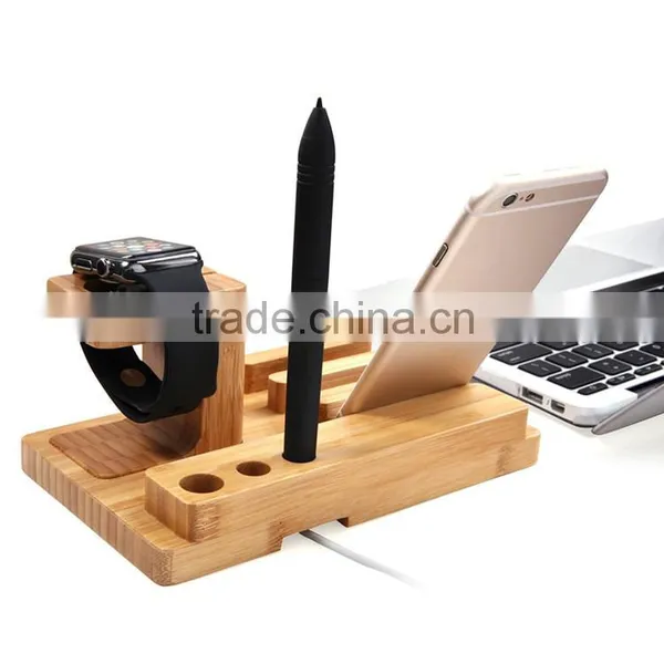 Watch Stand Bamboo Wood Charging Dock for Apple Watch, Desk Wooden Holder for Apple Watch for Iphone