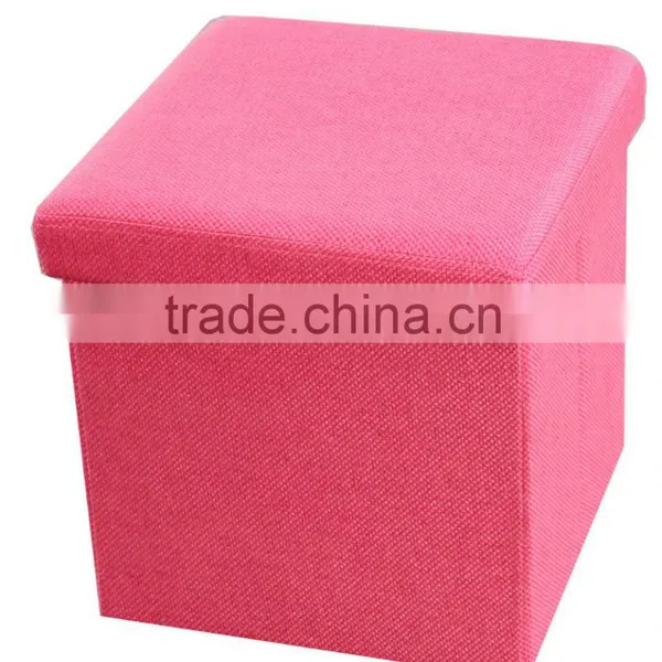 Bedroom Furniture! Imitation Linen Pink Folding Storage Stool