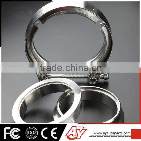2.5inch High Quality Mild Steel Exhaust DownPipe Male Female v Band Clamp Flange Kit photo-3
