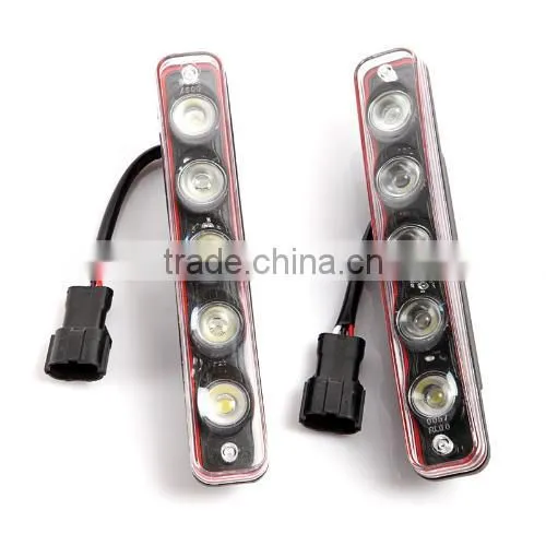 2 * White 5 LED Daytime Running Light DRL Car Fog DRL Lamp Clear Lens photo-6