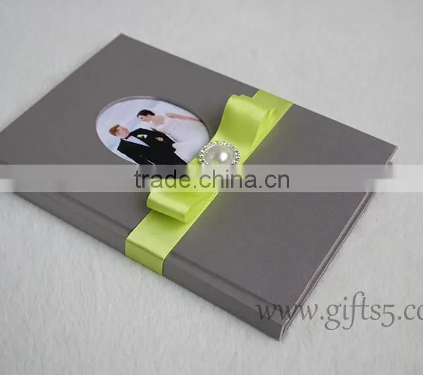Best Quality Grey Silk Cover Wedding Sign in Book photo-3
