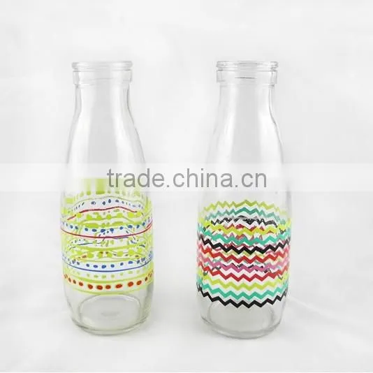 500ml Glass Milk Bottle With Colored Cork Caps and Plastic Straw photo-2