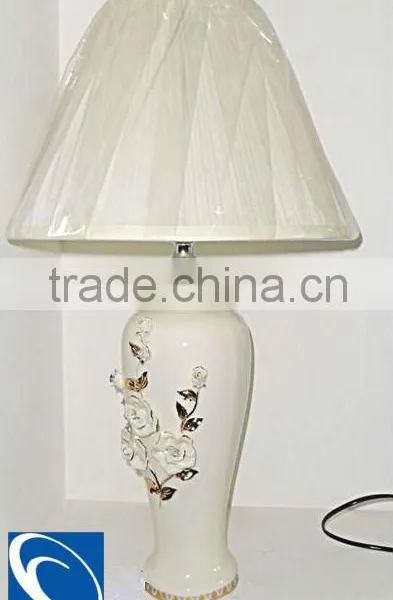 FOWDA Ceramic White Rose Bedroom Reading Lamp