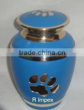 Blue Pewter Paw Print Pet Cremation Urn