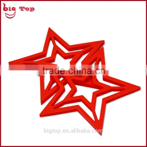 BT0189 Wholesale Silicone Star Shapes Heat Resistant Table Mat Silicone Trivet Pot Holder Silicone Cup Mat photo-3