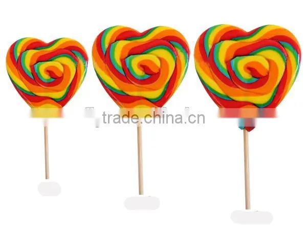 Individual Wrapped Fruit Flavour Sweets Flat Swirl Rainbow Heart Shape Lollipop photo-3