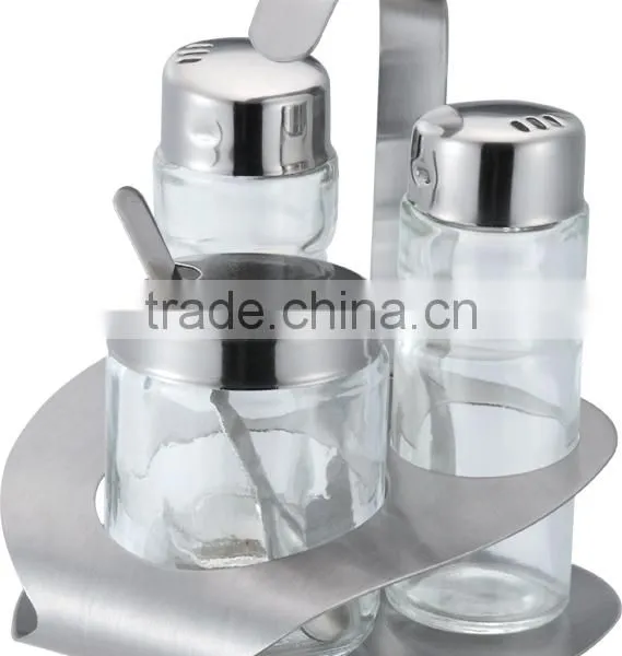 4 Pieces Salt And Pepper Galss Spice Set And Oil And Vinegar Spice Set photo-5