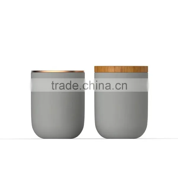 Cermaic Jars for Bath Salts Marble Cement Skin Care Containers With Wood Lids photo-5