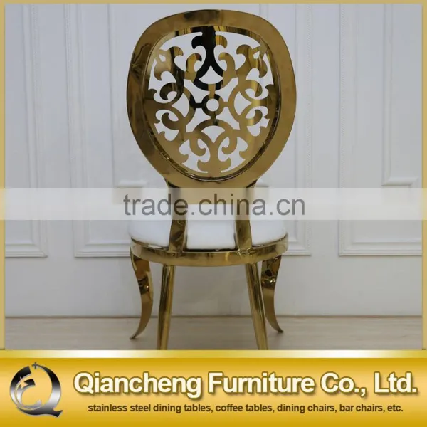 Luxury Gold Stainless Steel Louis Wedding Chair Covers PU photo-3