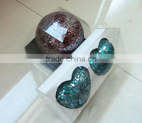 and Mosaic Glass Ball in Different Color Red Heart for Christmas Home Decoration photo-5