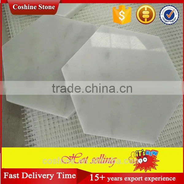 Polished White Carrara Marble Coasters Hexagon Tiles photo-4