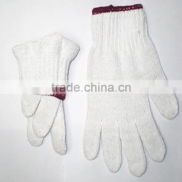 2014 New/7 Gauge Bleached White Cotton Knitted Glove/working Glove