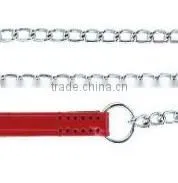 Durable Dog Choke Chain Pet Leash With Leather Leash,High Quality Dog Leash Choke Chain And Metal Chain Pet Leash photo-6