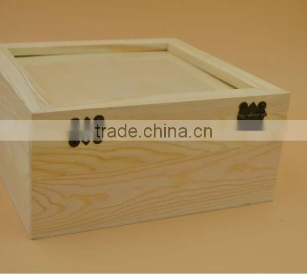 Unfinish Photo Frame Wood Box Wooden Treasure Chest Frame Box photo-3