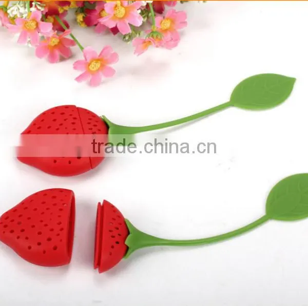 Silicone Strawberry Loose Tea Leaf Strainer Herbal Spice Infuser Filter Diffuser photo-3