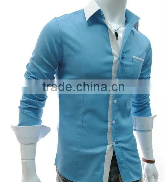 Fashion Candy Colors Luxury Collar Mens Fitted Formal Party Casual Dress Shirts photo-3