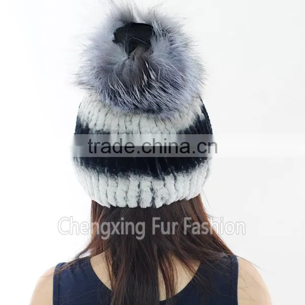 CX-C-02B Genuine Rex Rabbit Fur Knitted Hat photo-4