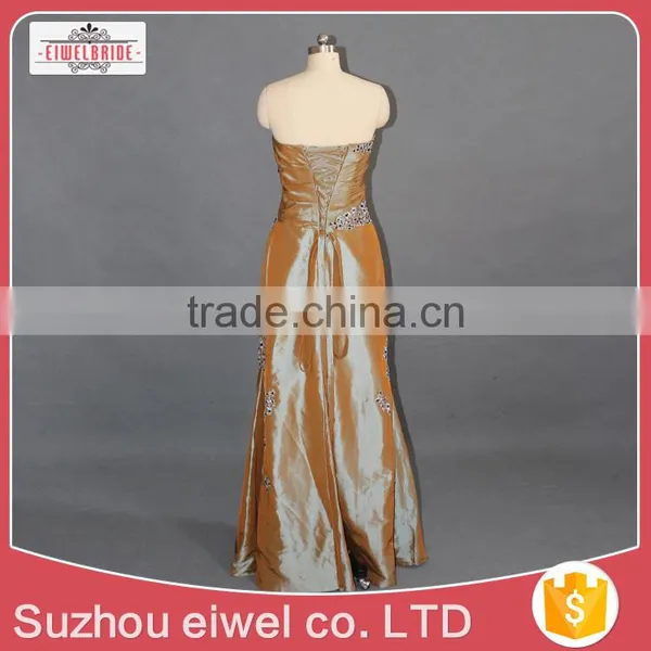 Orange Taffeta Strapless Long Evening Dress 2017 photo-2