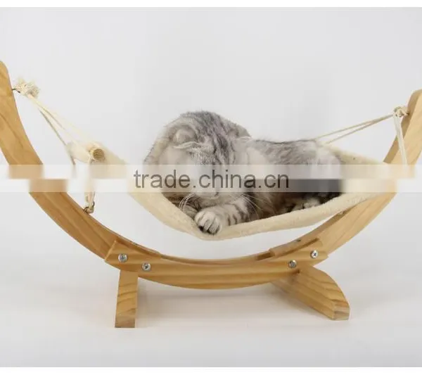 Wooden Cat Hammock With Cushion Soft Pet Bed Durable photo-5