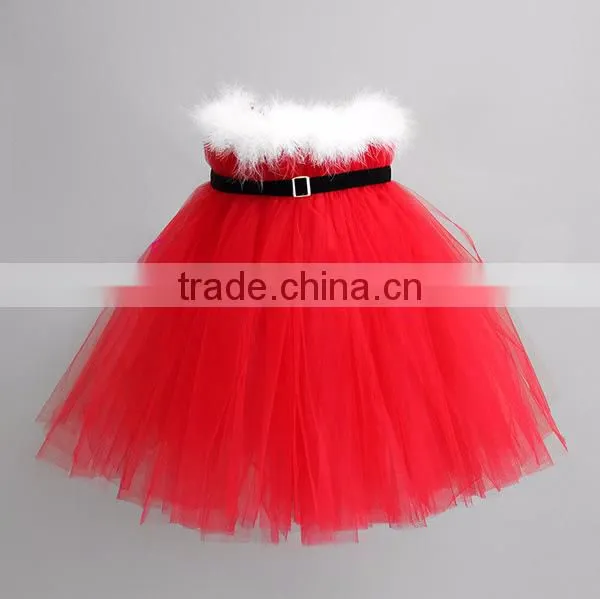 Fashion Strap Fluffy Kids Baby Girls Red Christmas Wedding Dress photo-2