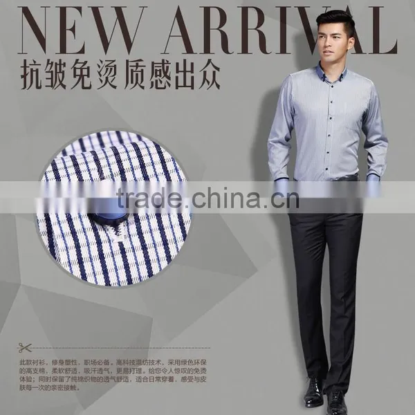 Double Collar Shirt With Woven Tape Decoration Cuff Check Design Non Iron Shirt photo-3