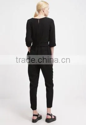 Casual Black V-neck With Belt One Piece Suit Design Trousers photo-5