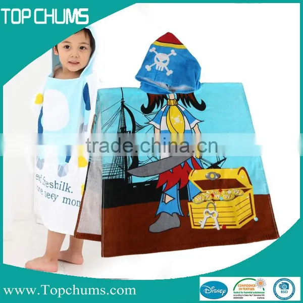 100% Cotton Printed Surf Kids Towel Poncho photo-2